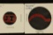2 VINTAGE COLORIZED RED TOBACCO TAGS: J.T. &