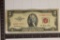 1953 US $2 RED SEAL NOTE BOTTOM EDGE IS TATTERED