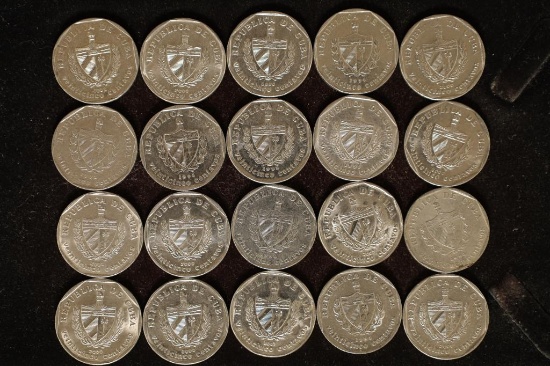 20-CUBA 25 CENTAVO UNC COINS 1994-2003