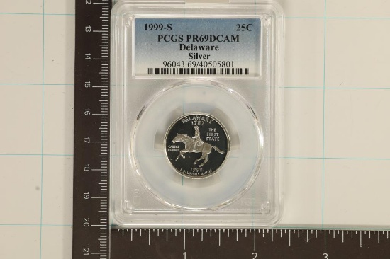 1999-S SILVER DELAWARE QUARTER PCGS PR69 DCAM