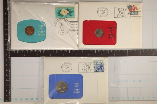 3-1ST DAY COVERS WITH 1ST DAY ISSUE COINS: 1968-S