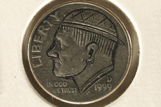 HOBO DIME ON A 1999-D ROOSEVELT DIME BRILLIANT UNC