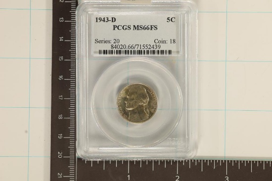 1943-D JEFFERSON NICKEL PCGS MS66 FS (FULL STEPS)