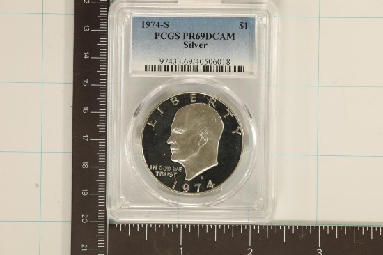 1974-S SILVER IKE DOLLAR PCGS PR69 DCAM
