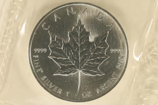 1990 CANADA 1 OZ SILVER MAPLE LEAF. BRILLIANT UNC