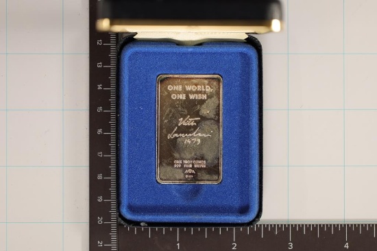 1 TROY OZ .999 FINE SILVER INGOT PF 1973 ONE WORLD