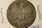 1929-R ITALY SILVER 5 LIRE .1342 OZ. ASW UNC
