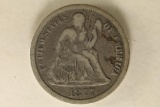1877-CC SILVER SEATED LIBERTY DIME, EXTRA FINE
