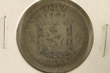 1868 BELGIUM SILVER 2 FRANCS .2685 OZ. ASW
