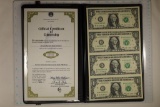 UNCUT SHEET OF 4-2009 US $1 FRN'S CRISP UNC IN