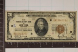 1929 US $20 NATIONAL CURRENCY BROWN SEAL BANK OF