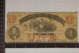 1862 VIRGINIA TREASURY $1 OBSOLETE BANK NOTE