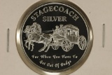 1 TROY OZ .999 FINE SILVER PF ROUND STAGECOACH