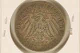 1908-A GERMAN PRUSSIA  SILVER 3 MARK .4832 OZ. ASW