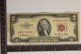 1953 US $2 RED SEAL NOTE BOTTOM EDGE IS TATTERED