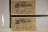 2-1910 GERMAN CRISP UNC 1000 MARK BILLS