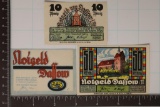 3 PIECE SET OF 1922 GERMAN DASSOW NOTGELDS 10, 25