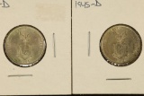1944-D & 1945-D US/PHILIPPINES SILVER 20 CENTAVOS