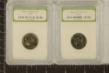 2 SLABBED JEFFERSON NICKELS: 1958-D MS70 AND