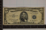 1953-A US $5 SILVER CERTIFICATE BLUE SEAL
