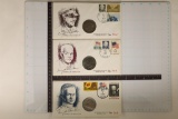 3 IKE DOLLAR FIRST DAY COVERS WITH CANCELLED