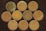 10 ASSORTED INDIAN HEAD CENTS. 1898-1907