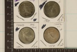 1909, 2-1918 & 1919 FRANCE SILVER 1 FRANC COINS