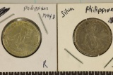 1944-D & 45-D US/PHILIPPINES SILVER 20 CENTAVOS