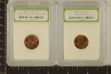 2 SLABBED LINCOLN CENTS: 1959-P FULL RED BU AND