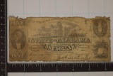 1863 STATE OF ALABAMA $1 OBSOLETE CURRENCY