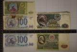 5 RUSSIA BILLS: 1961-50 RUBLES, 2-1993 ONE HUNDRED