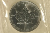 1990 CANADA SILVER $5 MAPLE LEAF. BRILLIANT UNC