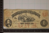 1862 VIRGINIA TREASURY $1 OBSOLETE BANK NOTE