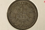 1906-A GERMAN SILVER 1/2 MARK COIN .0802 OZ. ASW