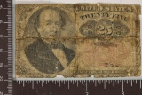 1800'S US 25 CENT FRACATIONAL CURRENCY.  TORN IN