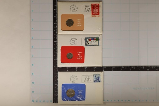 3-1ST DAY COVERS WITH 1ST DAY ISSUE COINS: 1966
