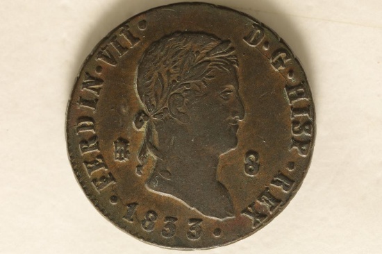 1833 SPAIN 8 MARAVEDIS EXTRA FINE +