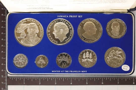 1976 JAMAICA 9 COIN PF SET, $10 & $5 COINS ARE