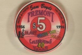 $5 SAM BOYD'S FREMONT CASINO CHIP. 1996