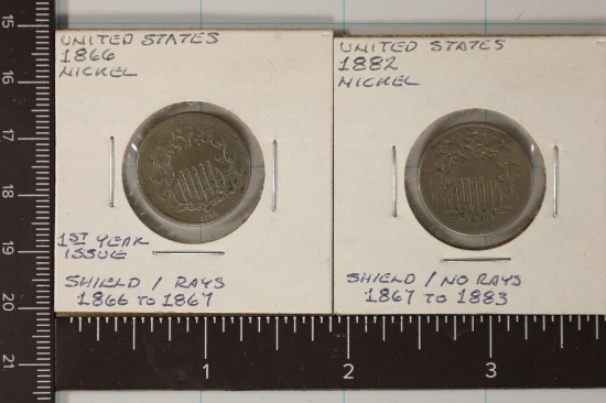 1866 & 1882 SHIELD NICKELS WATCH FOR OUR NEXT