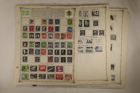 20 STAMP COLLECTORS PAGES. 13 PAGES HAVE STAMPS