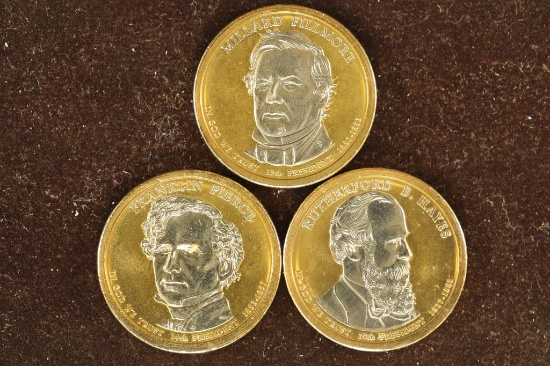 3-PRESIDENTIAL DOLLARS WITH SILVER ACCENTS: