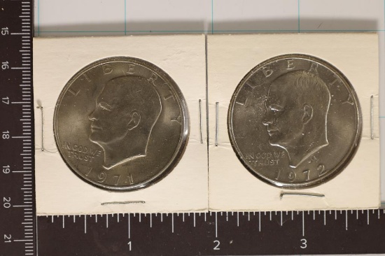 1971 & 1972-D IKE DOLLARS AU / UNC