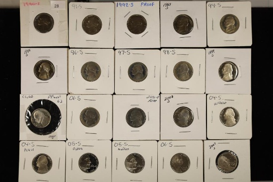 20-1990-S TO 2007-S PF JEFFERSON NICKELS ALL