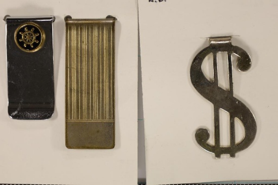 3-METAL MONEY CLIPS: 2 STEEL AND 1 BRASS: SHIPS