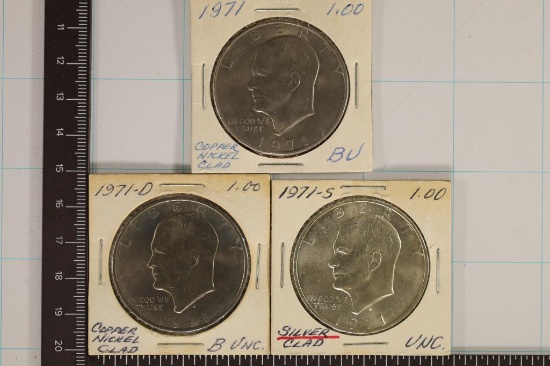1971-P/D/S IKE DOLLARS, THE 71-S IS SILVER