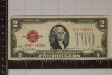 1928-G US $2 RED SEAL NOTE. CRISP MISSING SMALL