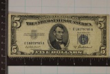 1953-A US $5 SILVER CERT, BLUE SEAL WATCH FOR OUR