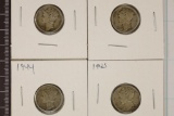 1936-S, 39-D, 44 & 1945 SILVER MERCURY DIMES