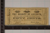 1862 THE COUNTY OF AUGUSTA 50 CENT FRACTIONAL